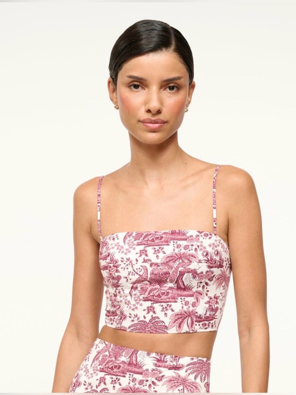 STAUD Large Frederico Crop Tank Bustier Corset Bordeaux Toile COTTON BREATHABLE